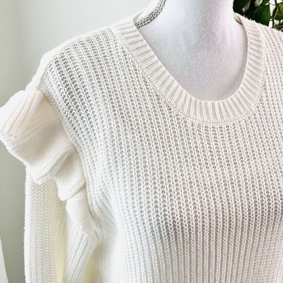 NWT Misia White Ruffle Sleeve Romantic Lightweight Sweater Cottagecore Sz Large - Picture 2 of 10